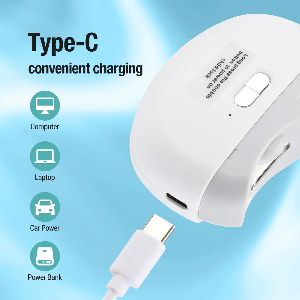 Elektrisk nagelklippare med ljus – automatisk nageltrimmer