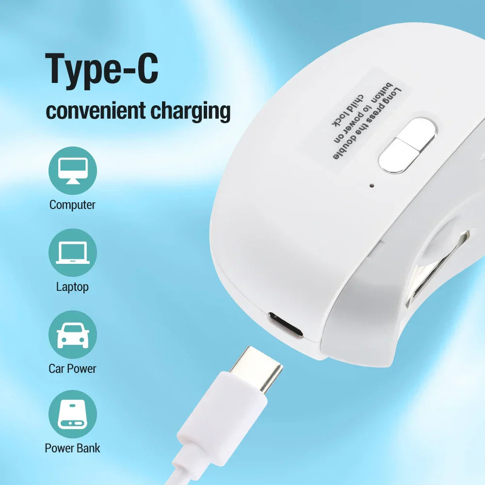 Elektrisk nagelklippare med ljus – automatisk nageltrimmer