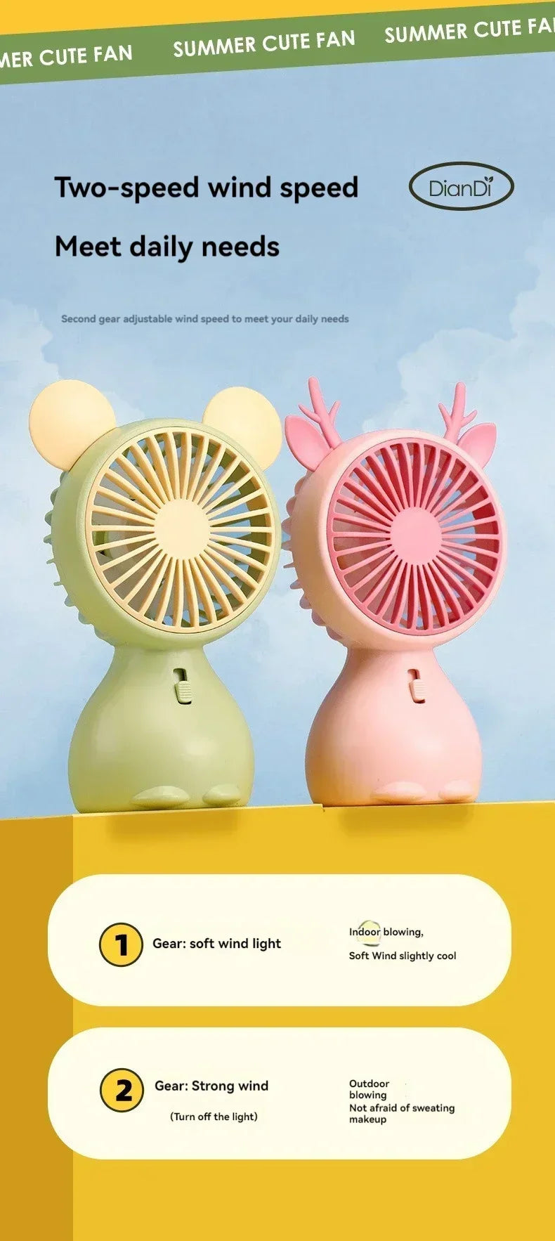 Mini USB-Fläkt med Lampa – Portabel & Laddningsbar