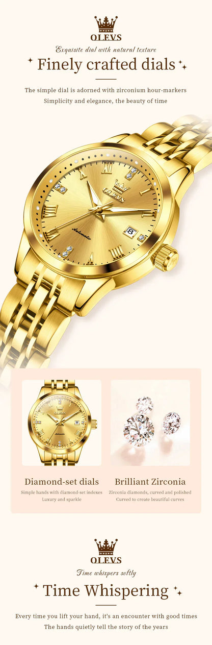 Klocka Helena (automatisk damklocka i rostfritt stål – lyxig design)