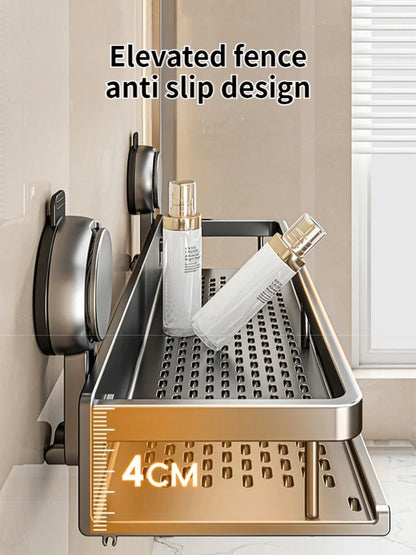 Badrumshylla med sugpropp – aluminium utan borrning