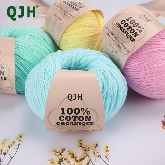 Bomullsgarn 100% – 6-pack mjukt garn för virkning & stickning