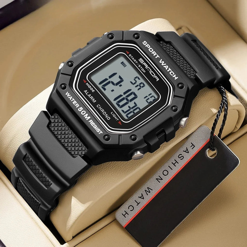 LED sportklocka herr – rektangulär digital display