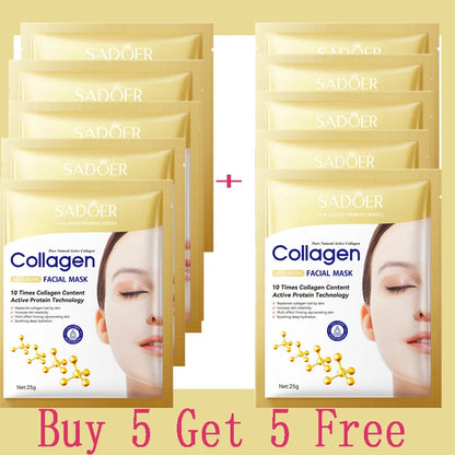 KollagenMask™ – 10-pack Anti-Åldrande Ansiktsmasker med Fukt & Lyster