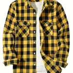 Rutig herrskjorta – långärmad borstad flanellskjorta