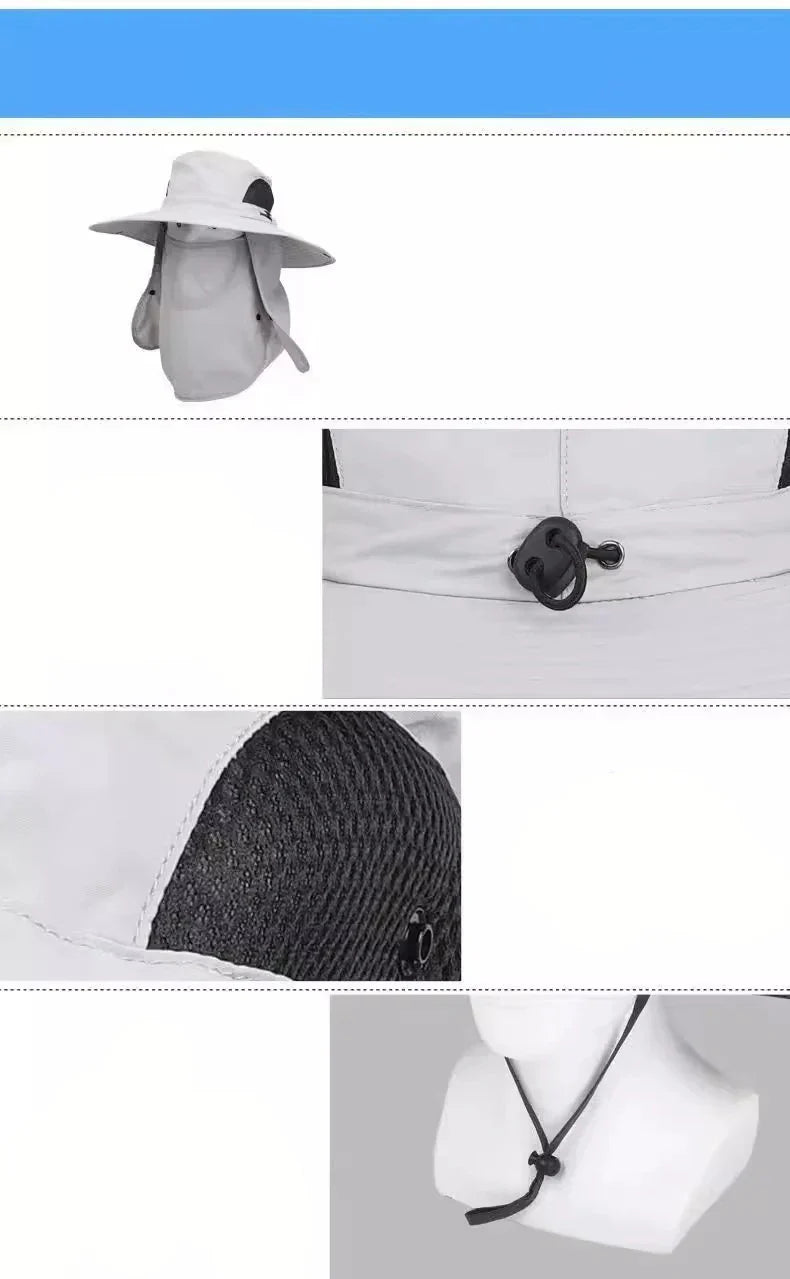 Solhatt med andningsbart tyg – hopfällbar friluftshatt för vandring & fiske