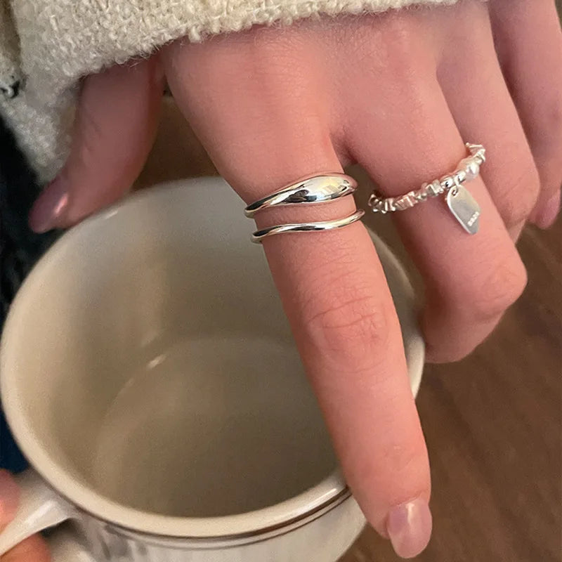 Ring Sanna (handgjord ring med oregelbundna vattendroppar & korsdesign)