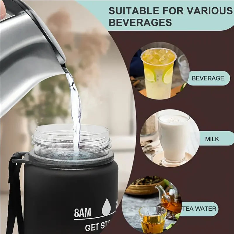 Sportvattenflaska – läcksäker flaska med sugrör & tidsmarkering