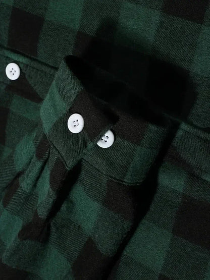 Rutig herrskjorta – långärmad borstad flanellskjorta