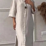 Damklänning i linne – lång skjortklänning med knappar