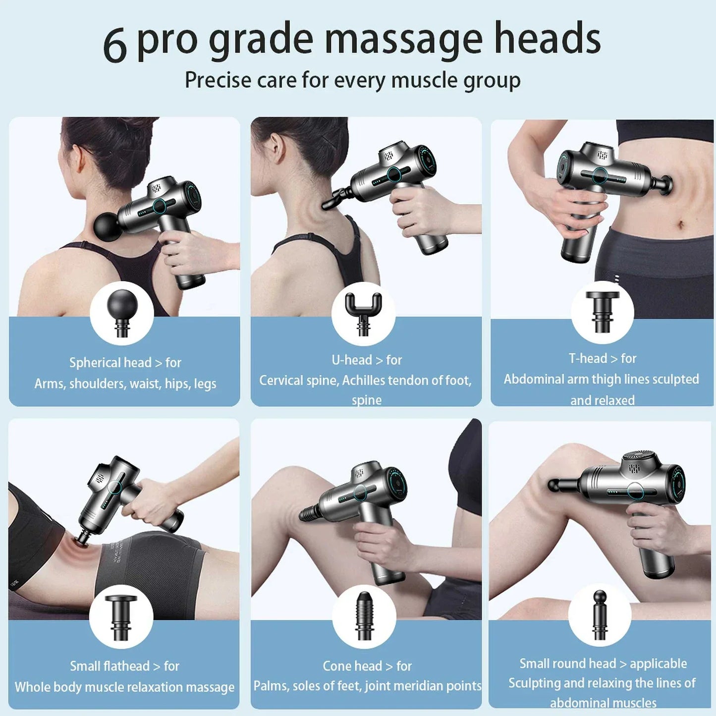 Massagepistol – 6 huvuden