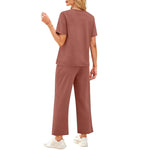 2-delat set dam – kortärmad topp & vida byxor