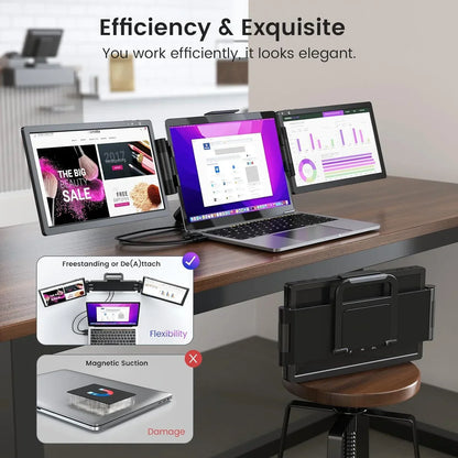 Trippelskärm – portabel LCD-skärm för laptop (1920×1200 IPS, USB-C & USB 3.0)