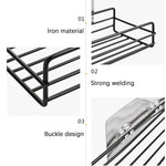 Svart hörnhylla dusch & kök – utan borrning