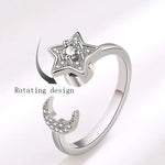 Stjärnring – snurrbar damring med mån- & stjärndetaljer