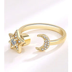 Stjärnring – snurrbar damring med mån- & stjärndetaljer