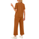 2-delat set dam – kortärmad topp & vida byxor