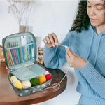 Virkkuukoukkusarja tarvikkeineen – puikot, merkit ja säilytyspussi