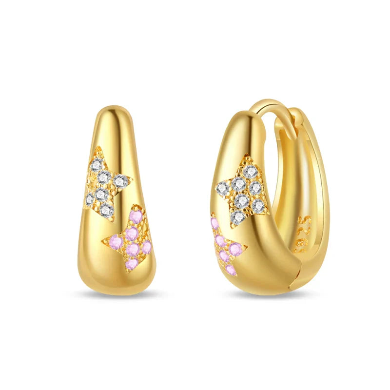 Eleganta örhängen – hoops med stjärnor, månar & pärlor