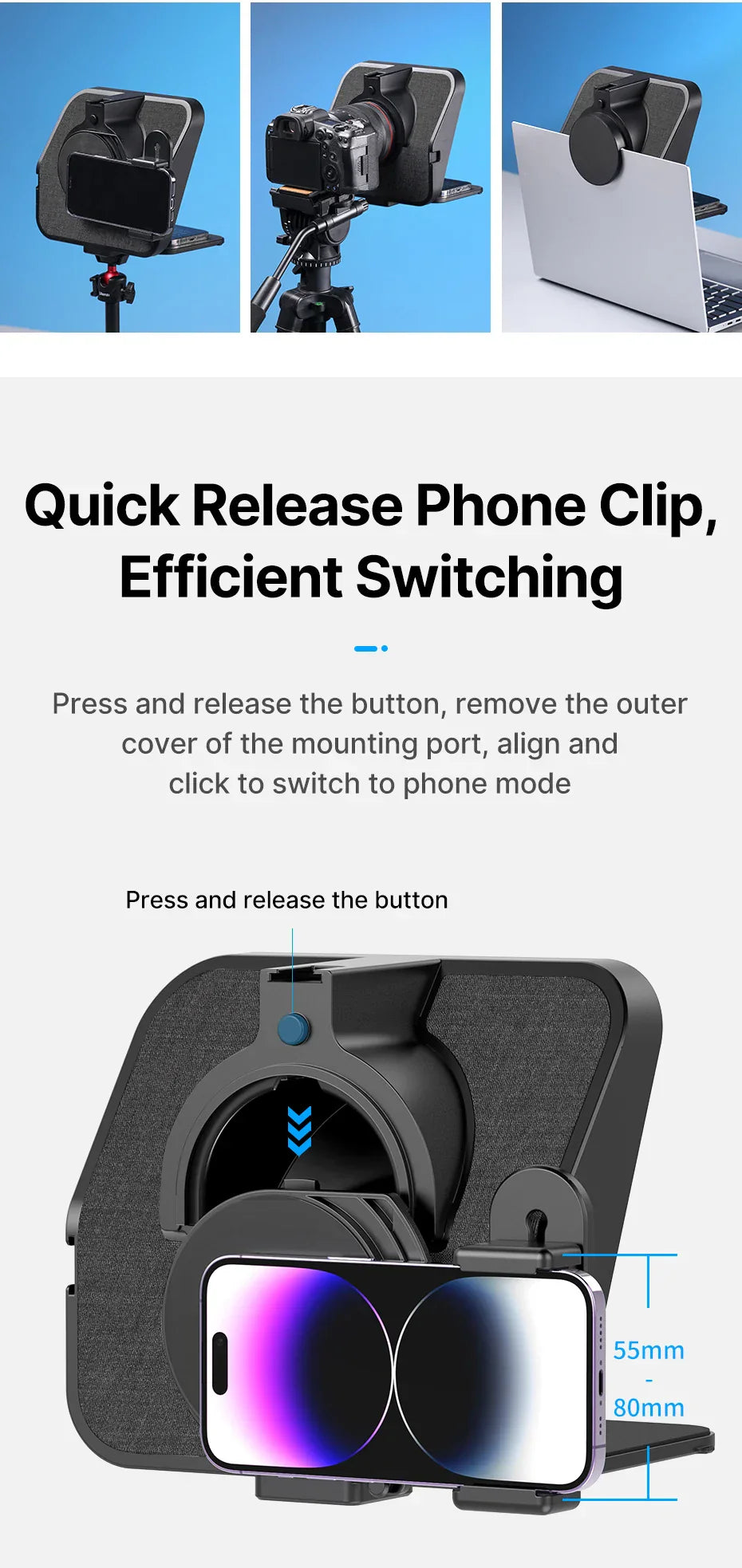 Universal Teleprompter för Kamera & Mobil - Bra när man skapar videos