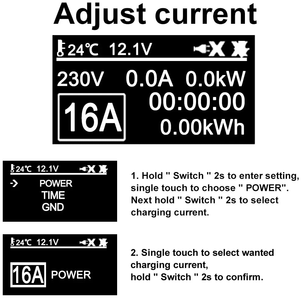 Portabel laddare elbil 3.5kW – EV laddkabel typ 1 & typ 2