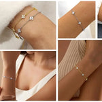 Armband Linn (fyrklöver-armband i guldfärg med zirkoner)