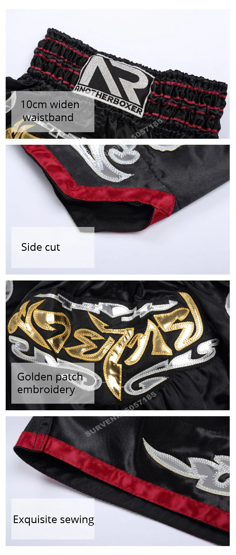Muay Thai shorts – broderade kickboxningsshorts för vuxna & barn