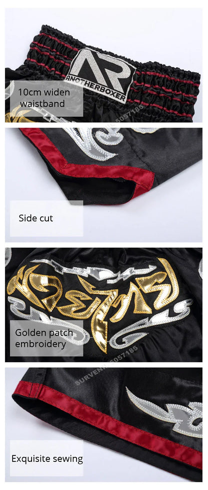 Muay Thai shorts – broderade kickboxningsshorts för vuxna & barn
