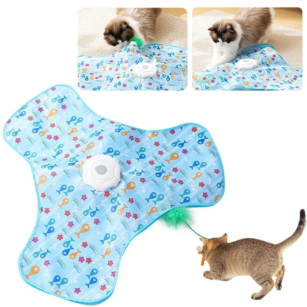 Interaktiv kattleksak – gömma & söka mus med fjäder & ljud