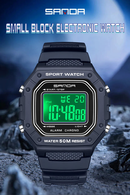 LED sportklocka herr – rektangulär digital display