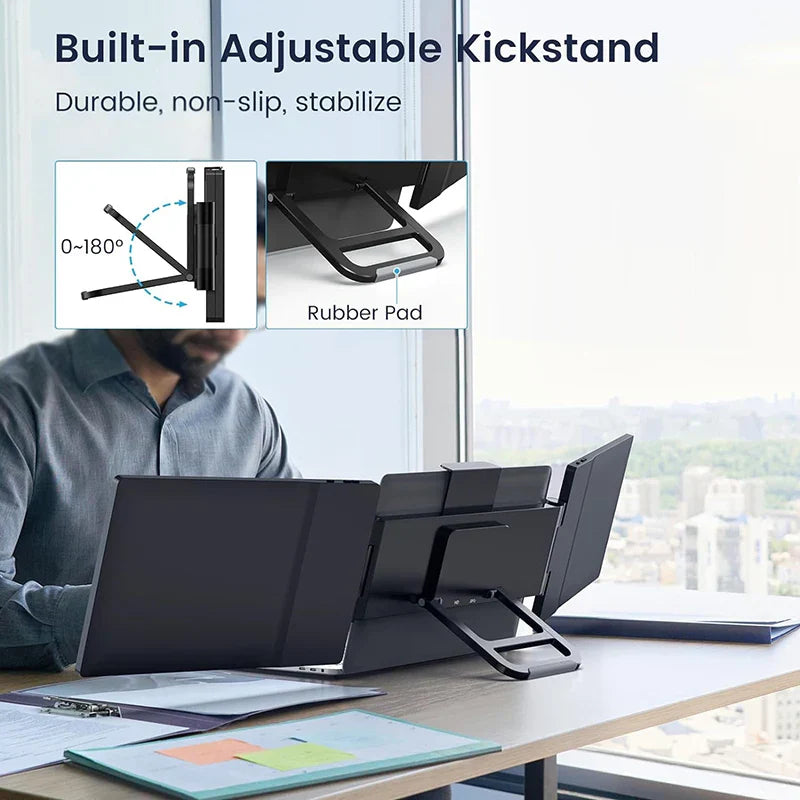 Trippelskärm – portabel LCD-skärm för laptop (1920×1200 IPS, USB-C & USB 3.0)
