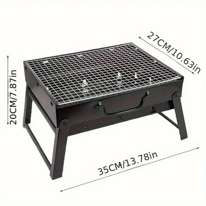 Bärbar kolgrill i rostfritt stål – mini BBQ för camping & picknick