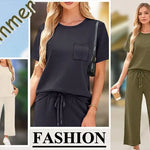 2-delat set dam – kortärmad topp & vida byxor