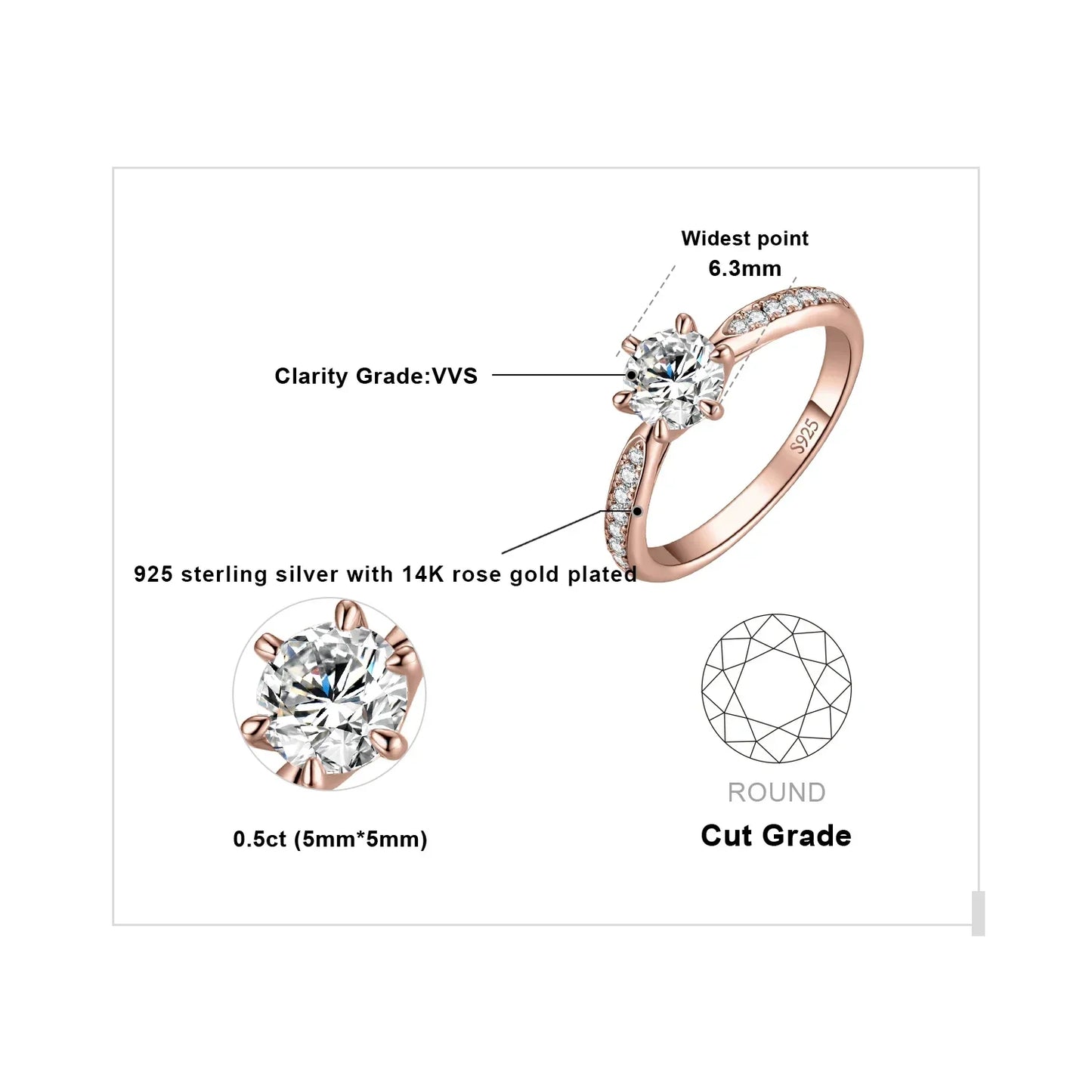 Klassisk rund ring med sten – 0,5–3 ct