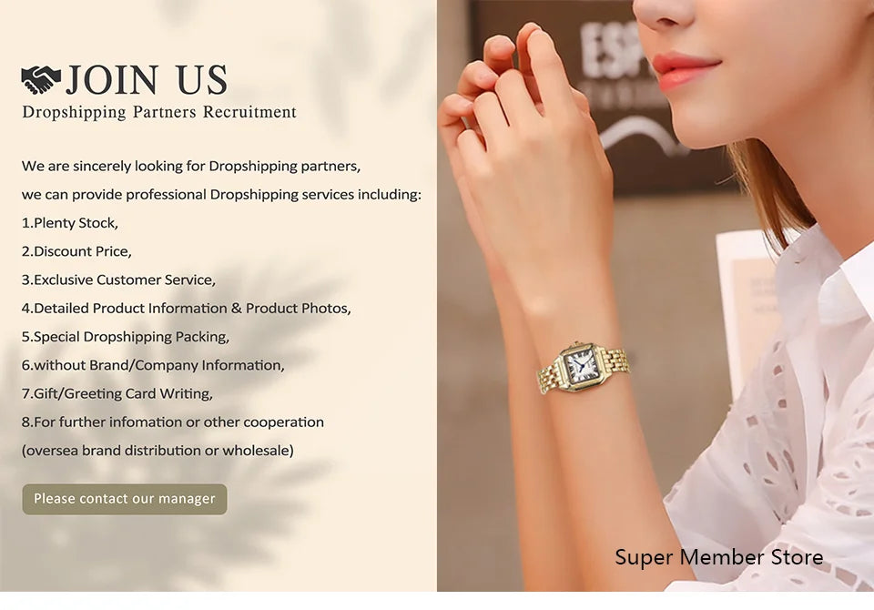 Klocka Agnes (kvadratisk damklocka i guldfärg – stilren design)