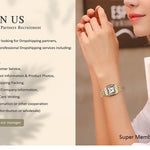 Klocka Agnes (kvadratisk damklocka i guldfärg – stilren design)