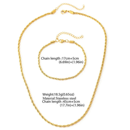 Halsband & armband i silverfärg – tvinnad kedja