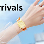 Klocka Agnes (kvadratisk damklocka i guldfärg – stilren design)