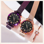 Klocka Stina (stjärnhimmel-design med magnetiskt spänne och meshband)