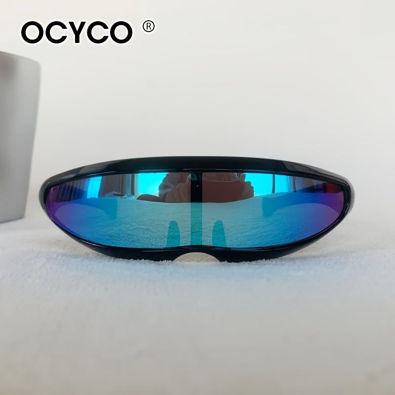 Futuristiska sci-fi glasögon – unisex med spegellinser & bred ram