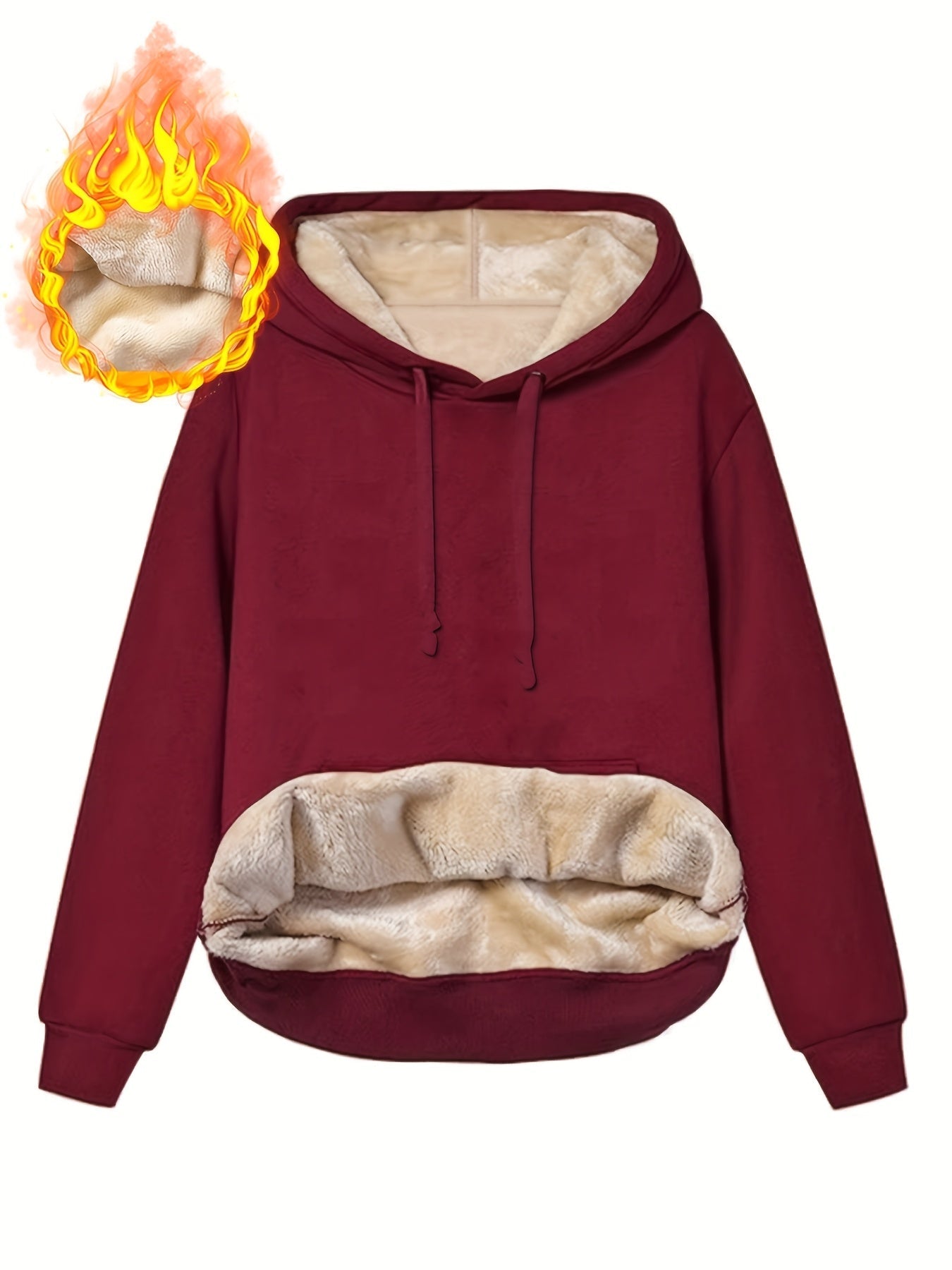 Fleecefodrad hoodie dam – grå med huva & magficka