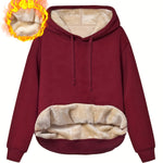 Fleecefodrad hoodie dam – grå med huva & magficka