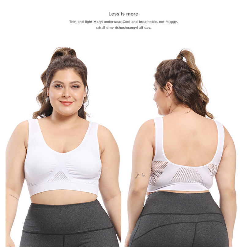 Sömlös sport-bh plus size – andningsbar med push-up & uttagbara inlägg