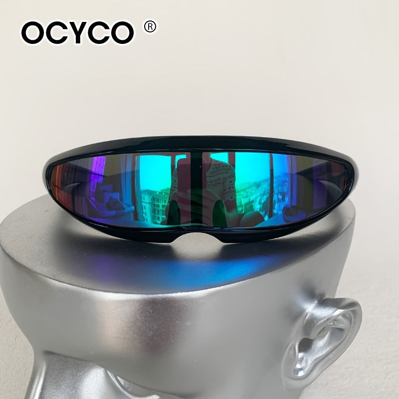 Futuristiska sci-fi glasögon – unisex med spegellinser & bred ram