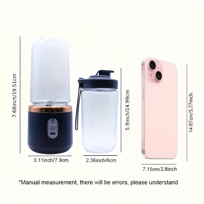 USB Laddningsbar Juiceblender – Portabel med 2 Muggar & Sexbladig Kniv