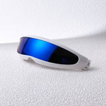 Sci-Fi Damglasögon – Vit Ram med Blå Linser