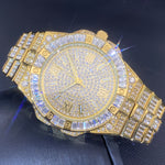 Klocka Stefan (herrklocka i guldfärg med romerska siffror & strassdetaljer)