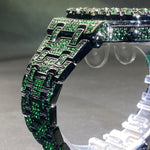 Klocka Daniel (herrklocka i grön design med strass & datumvisning)