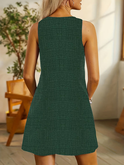 Randig sommarklänning dam – A-linje med fickor