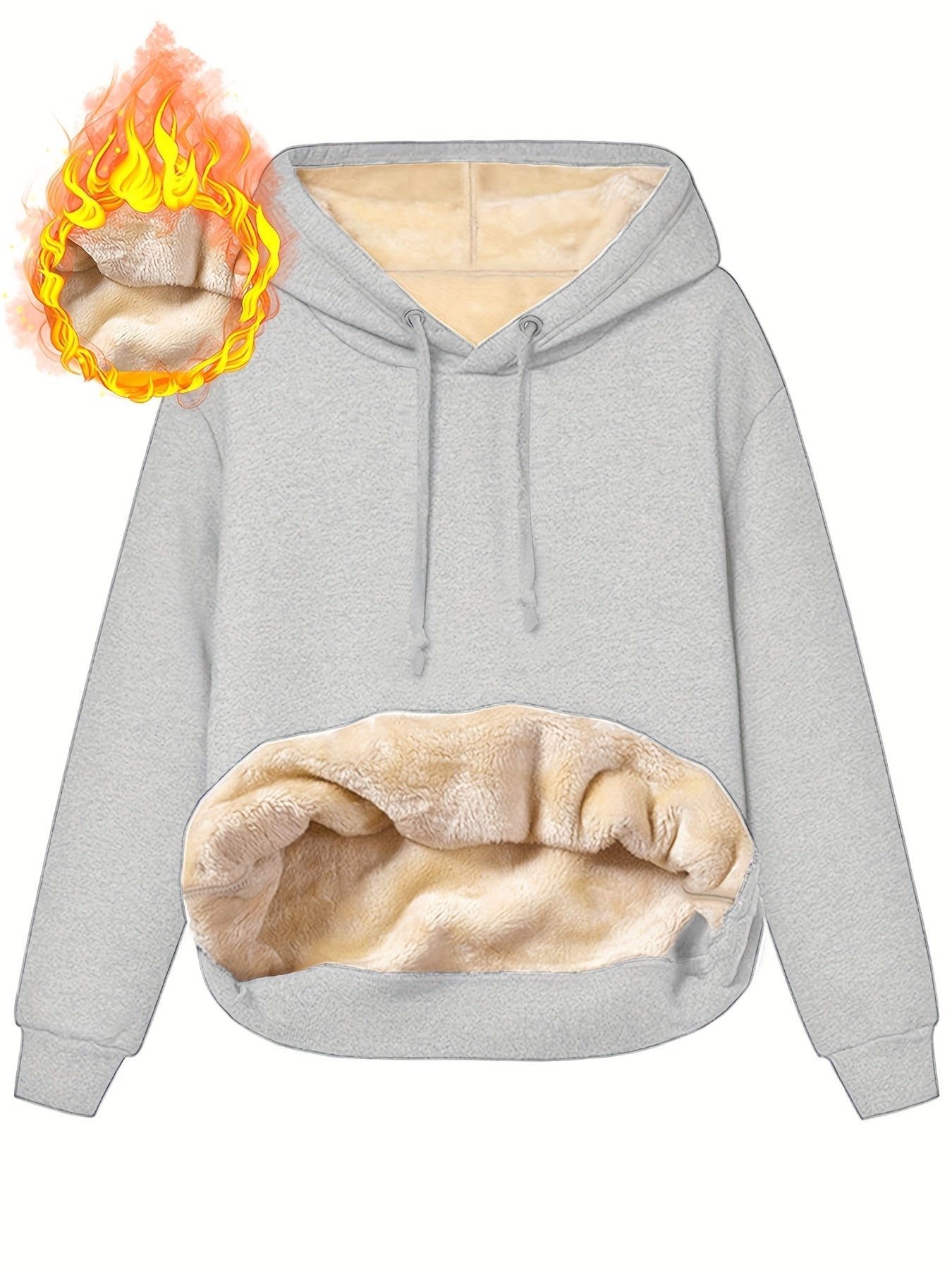Fleecefodrad hoodie dam – grå med huva & magficka